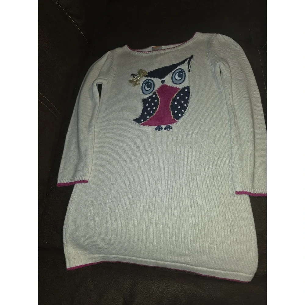 Gymboree charm class owl sweater dress size 5